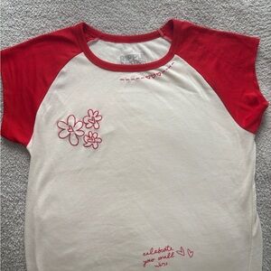 Ripple Junction Red and Cream Floral Tee